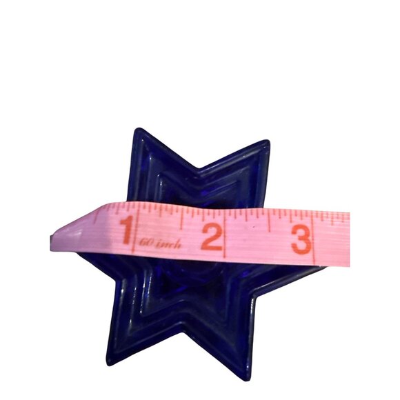 Blue Star Of David Stacked Glass Candle Holder - Picture 3 of 4